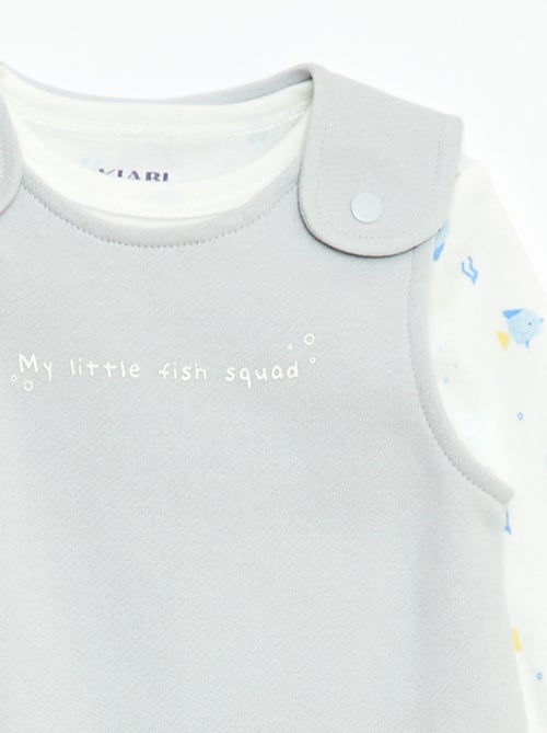 Ensemble body manches longues + salopette avec pieds - Kiabi