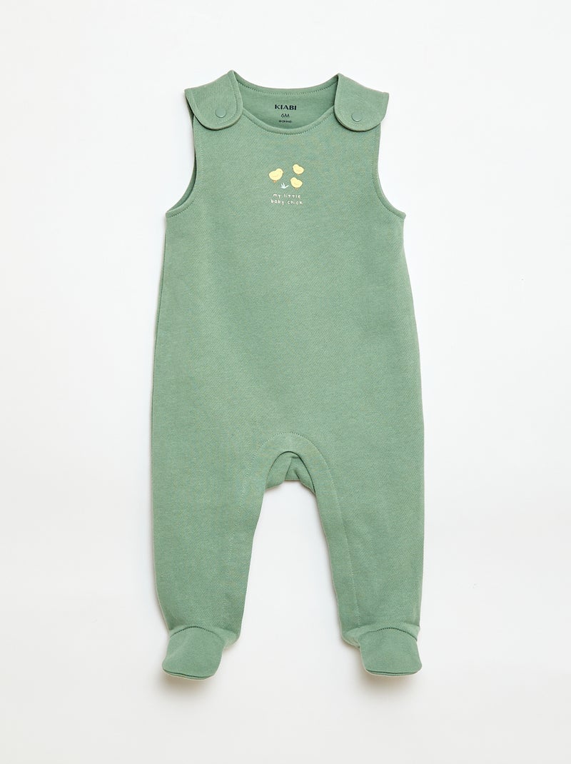 Ensemble body manches longues + salopette avec pieds Blanc - Kiabi