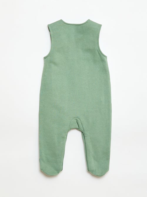 Ensemble body manches longues + salopette avec pieds - Kiabi
