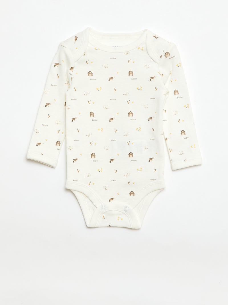 Ensemble body manches longues + salopette avec pieds Blanc - Kiabi