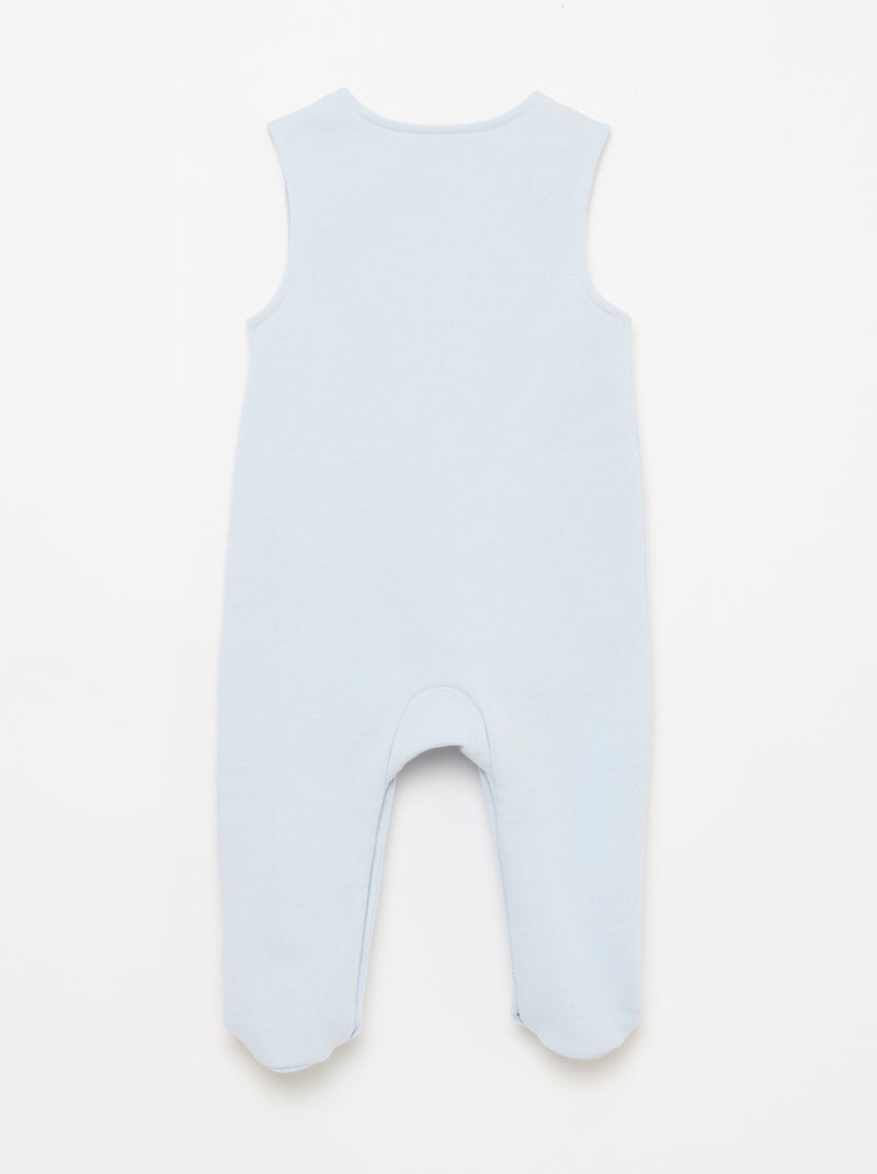 Ensemble body manches longues + salopette avec pieds Bleu - Kiabi