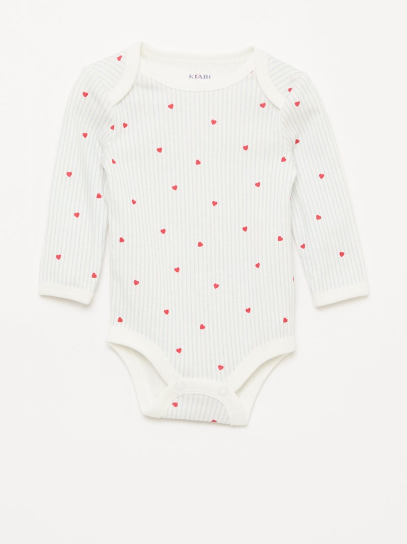 Ensemble body manches longues + salopette avec pieds Bleu - Kiabi