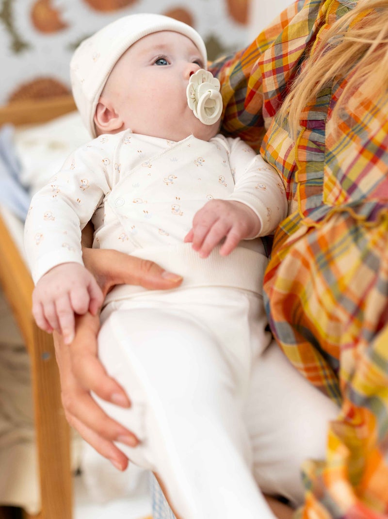 Ensemble body + pantalon avec pieds + bonnet Blanc 'poussin' - Kiabi