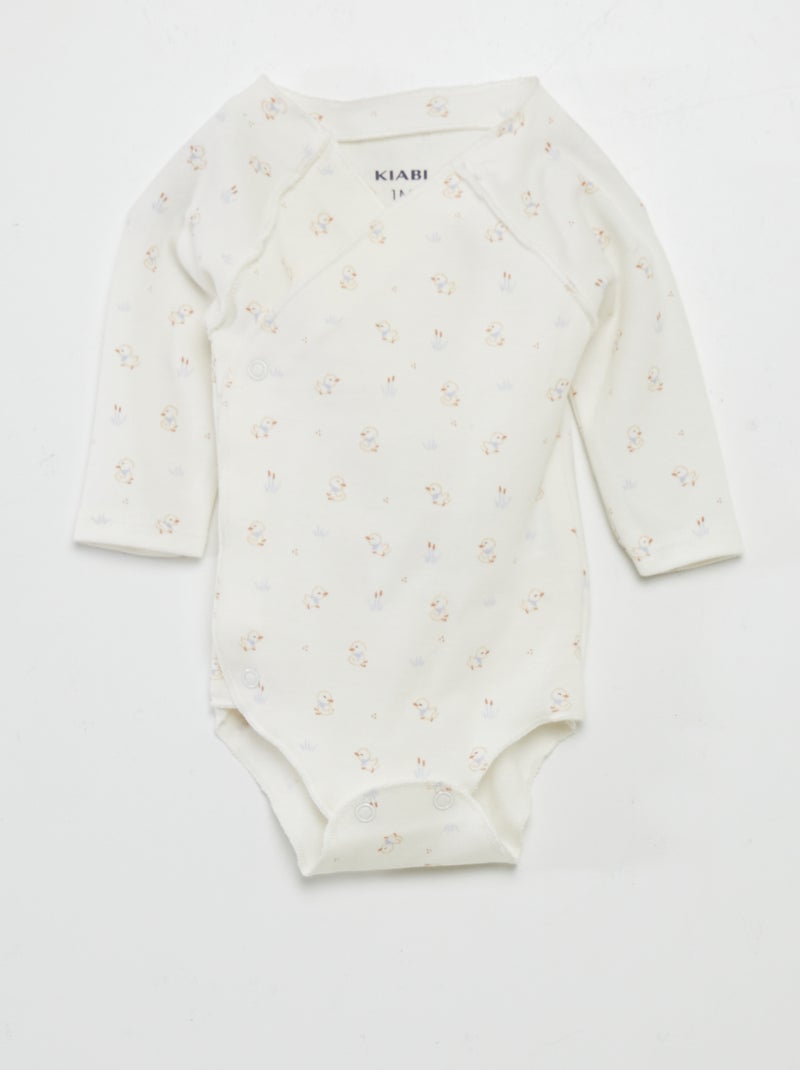 Ensemble body + pantalon avec pieds + bonnet Blanc 'poussin' - Kiabi