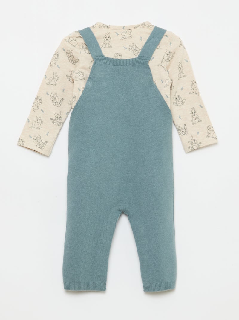 Ensemble body + salopette en maille + bonnet 'Disney' - 3 pièces Bleu - Kiabi