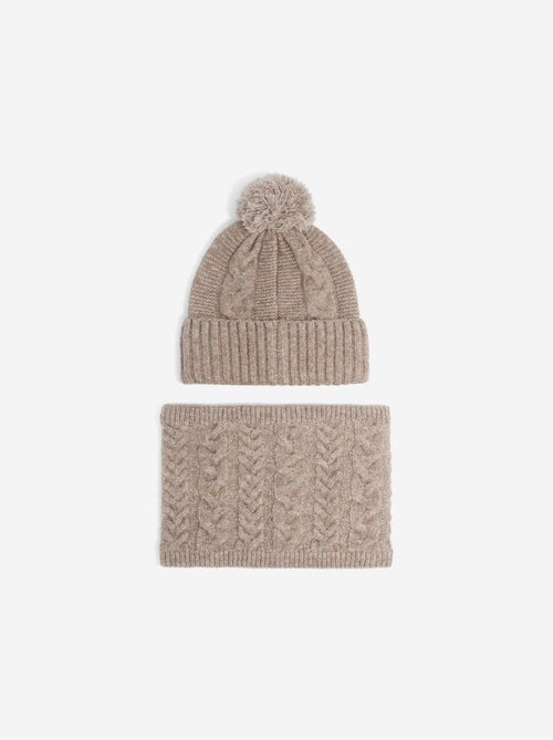 Ensemble bonnet en maille + snood - 2 pièces - Kiabi