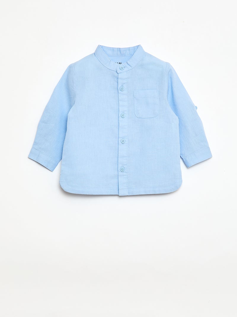 Ensemble chemise + pantalon en lin mélangé - 2 pièces Bleu - Kiabi