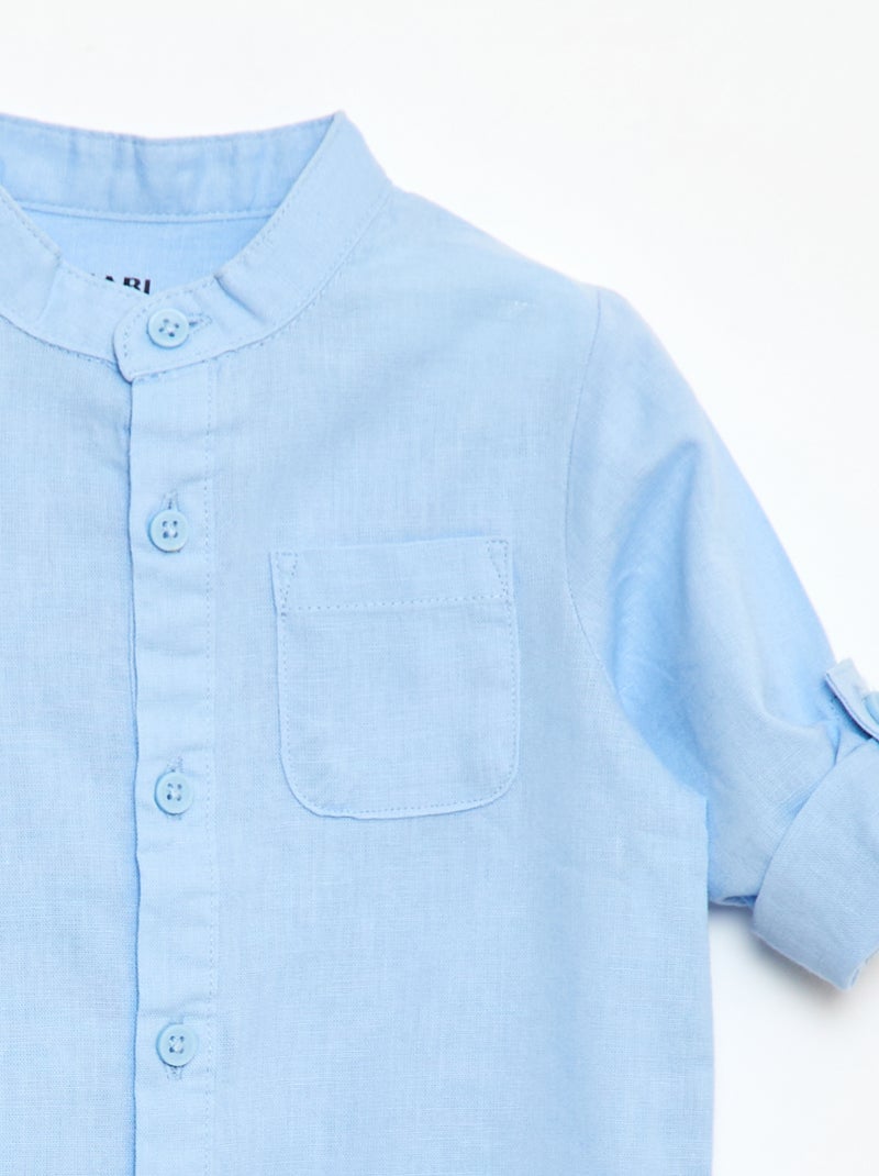 Ensemble chemise + pantalon en lin mélangé - 2 pièces Bleu - Kiabi