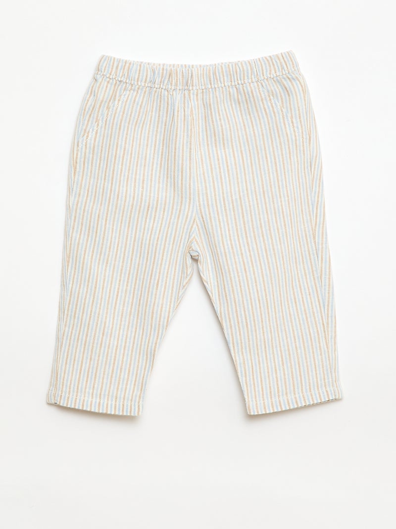 Ensemble chemise + pantalon en lin mélangé - 2 pièces Bleu - Kiabi