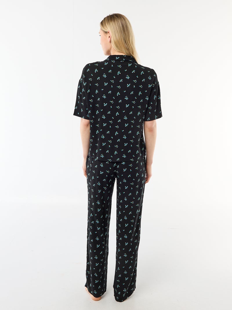 Ensemble chemisier de nuit all-over Noir - Kiabi