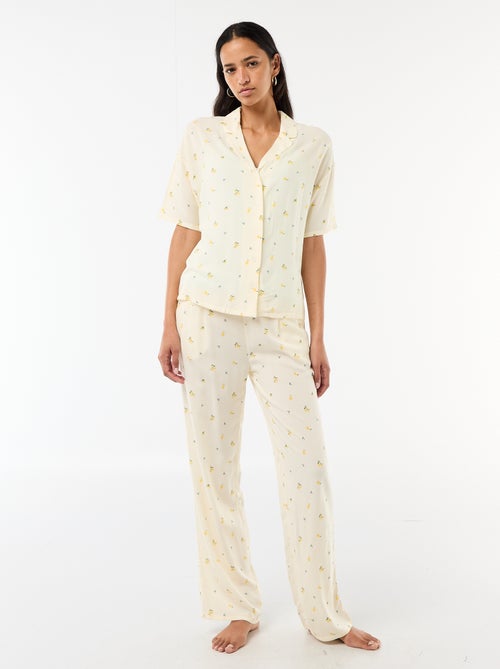 Ensemble chemisier de nuit rayé all-over - Kiabi