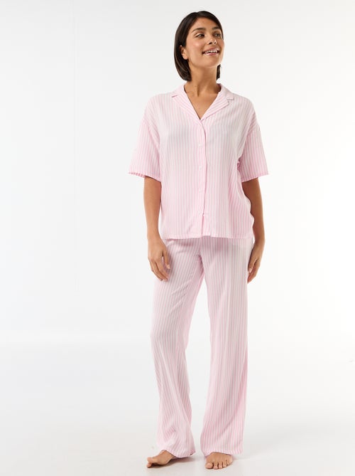 Ensemble chemisier de nuit rayé - Kiabi