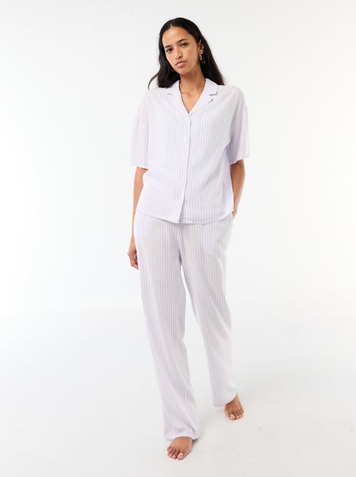 Ensemble chemisier de nuit rayé - Kiabi