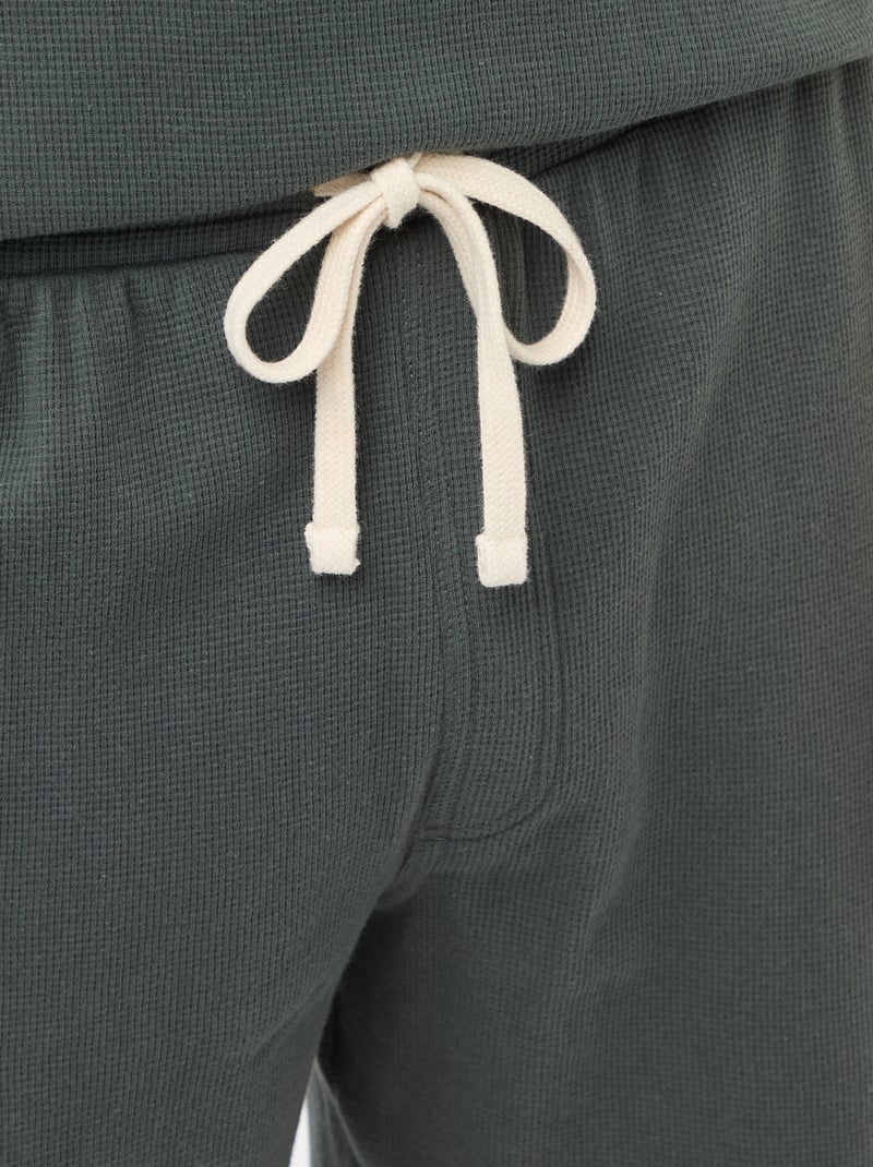 Ensemble court de pyjama en nid d'abeilles - 2 pièces Kaki - Kiabi