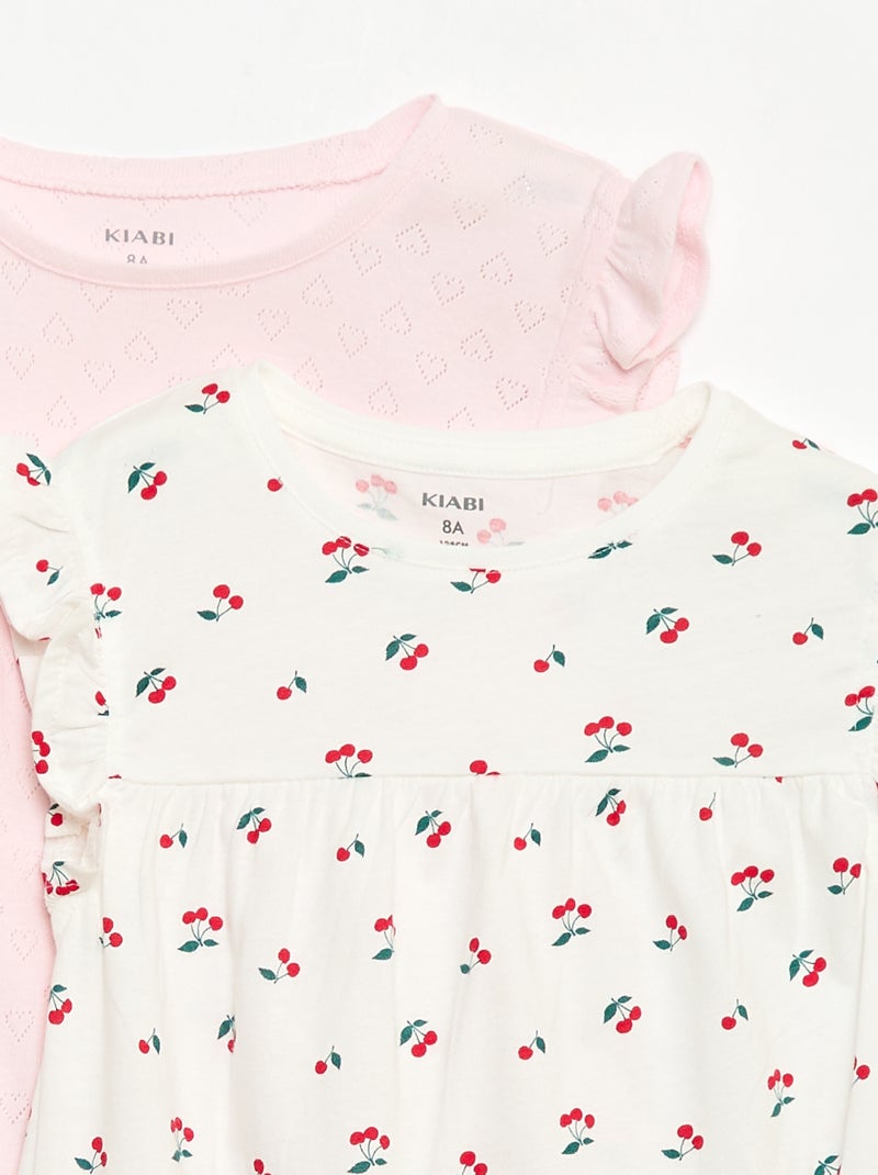 Ensemble de 2 chemises de nuit à manches courtes Blanc - Kiabi