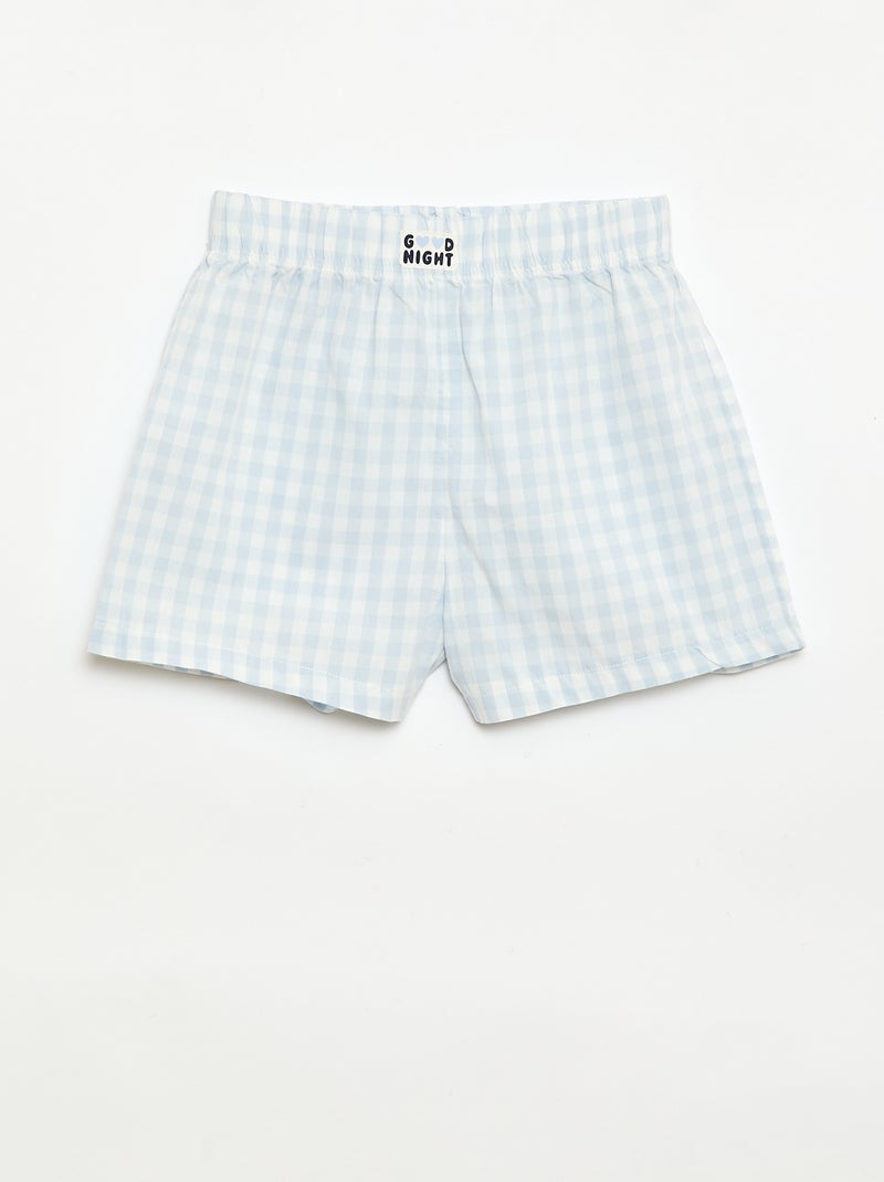 Ensemble de 2 shorts de nuit en popeline de coton Bleu - Kiabi