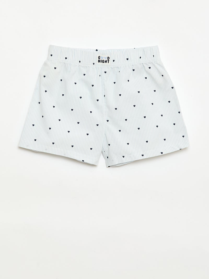 Ensemble de 2 shorts de nuit en popeline de coton Bleu - Kiabi