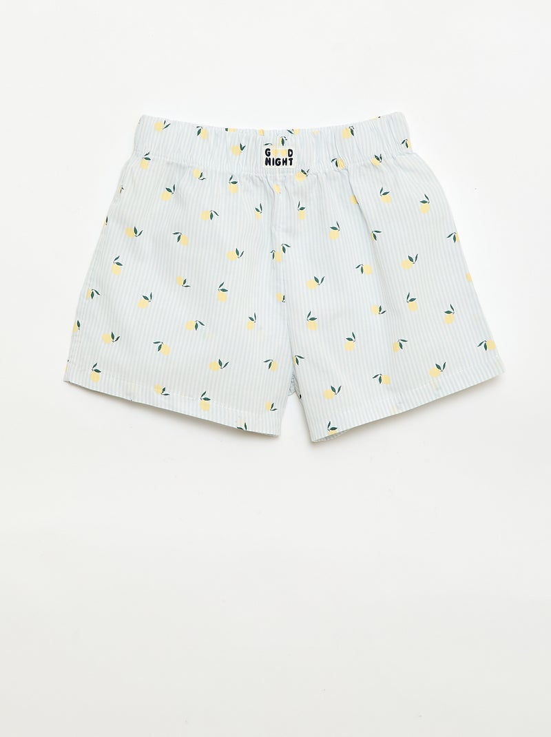 Ensemble de 2 shorts de nuit en popeline de coton Jaune - Kiabi