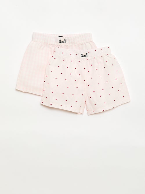 Ensemble de 2 shorts de nuit en popeline de coton - Kiabi