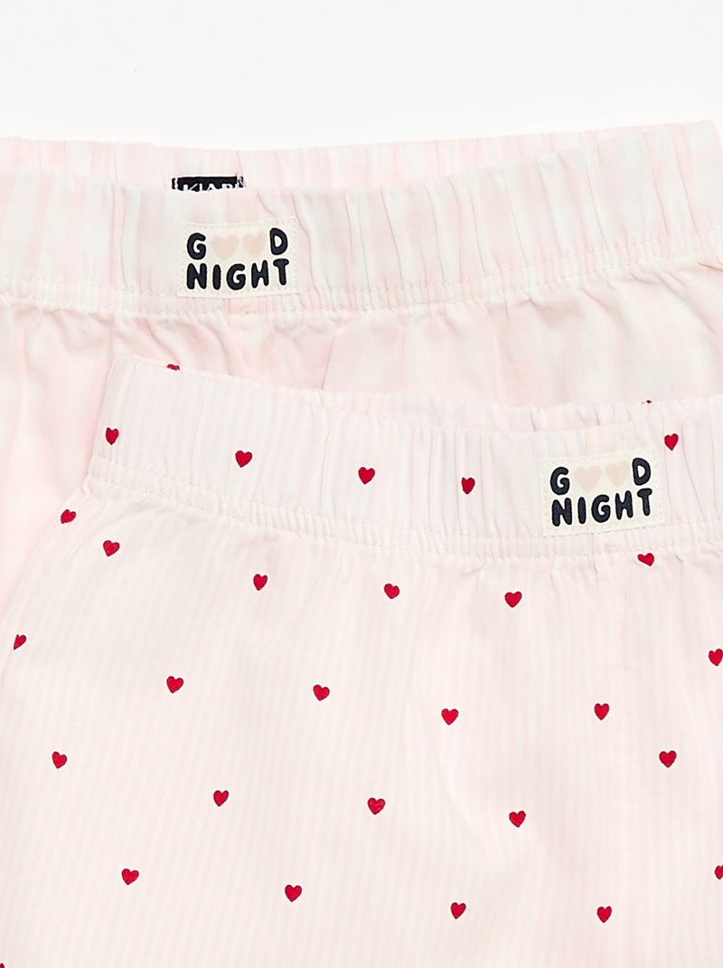 Ensemble de 2 shorts de nuit en popeline de coton Rose - Kiabi