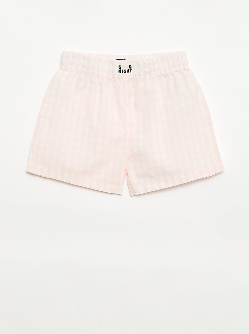 Ensemble de 2 shorts de nuit en popeline de coton Rose - Kiabi