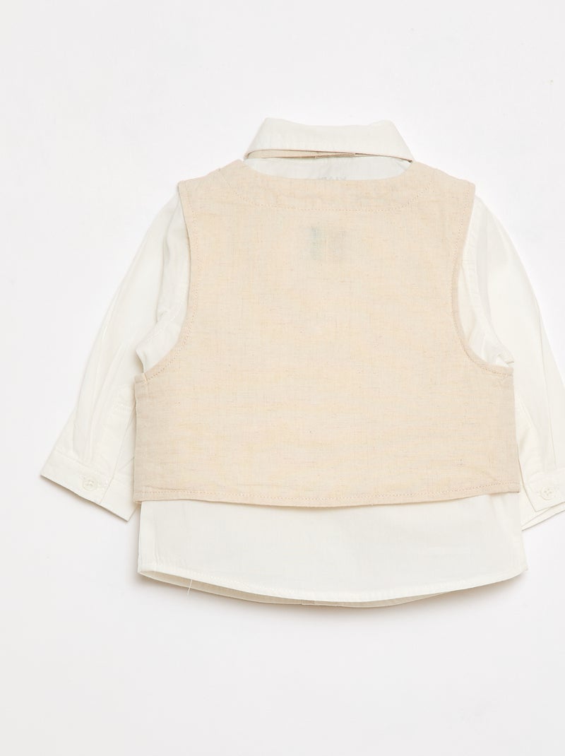 Ensemble de cérémonie 4 pièces en coton et lin Beige - Kiabi