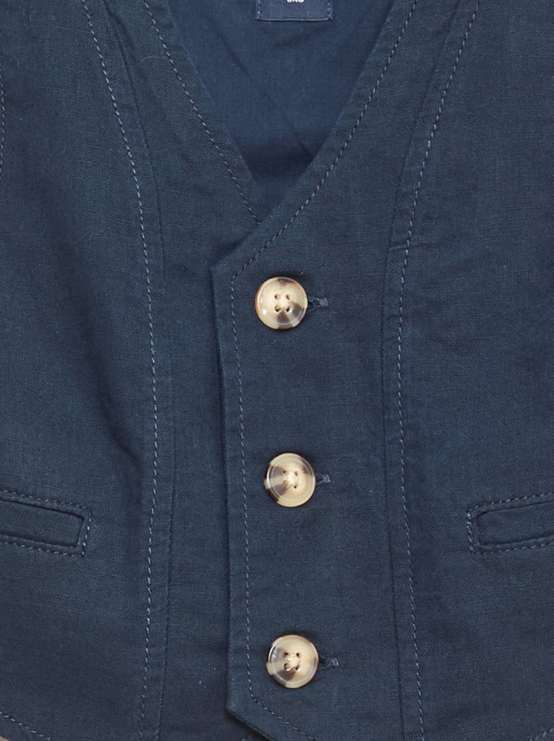 Ensemble de cérémonie 4 pièces en coton et lin Bleu - Kiabi