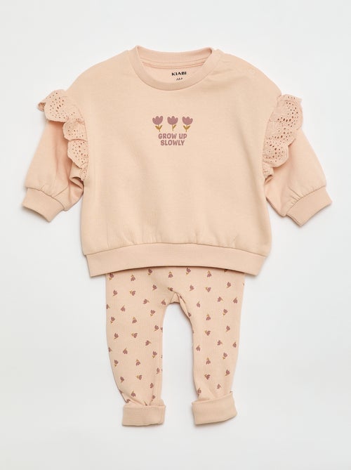 Ensemble de jogging sweat volanté + pantalon - 2 pièces - Kiabi