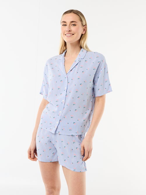 Ensemble de pyjama all-over rayé haut + short - Kiabi