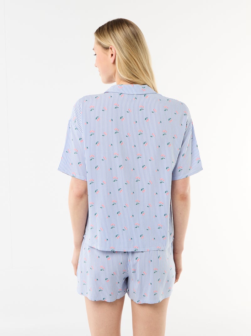 Ensemble de pyjama all-over rayé haut + short Bleu - Kiabi