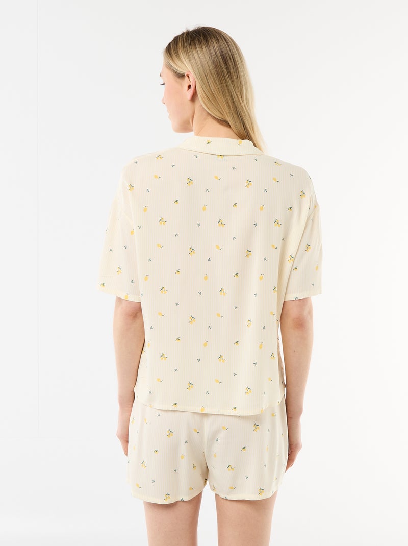 Ensemble de pyjama all-over rayé haut + short Jaune - Kiabi