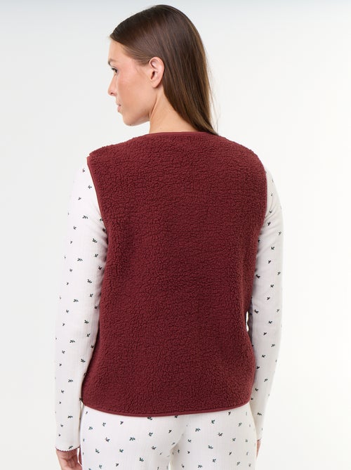 Ensemble de pyjama en maille pointelle + gilet effet moutonné - 3 pièces - Kiabi