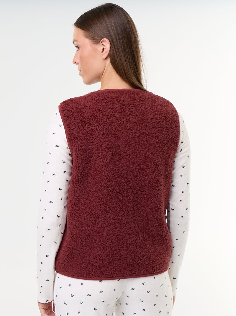 Ensemble de pyjama en maille pointelle + gilet effet moutonné - 3 pièces Blanc - Kiabi
