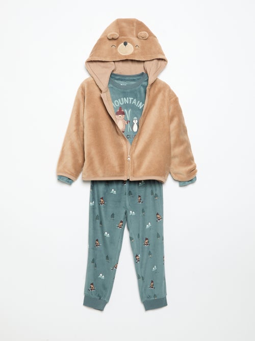 Ensemble de pyjama en polaire avec capuche animée - 2 pièces - Kiabi