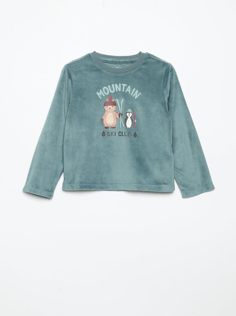 Ensemble de pyjama en polaire avec capuche animée - 2 pièces Bleu - Kiabi