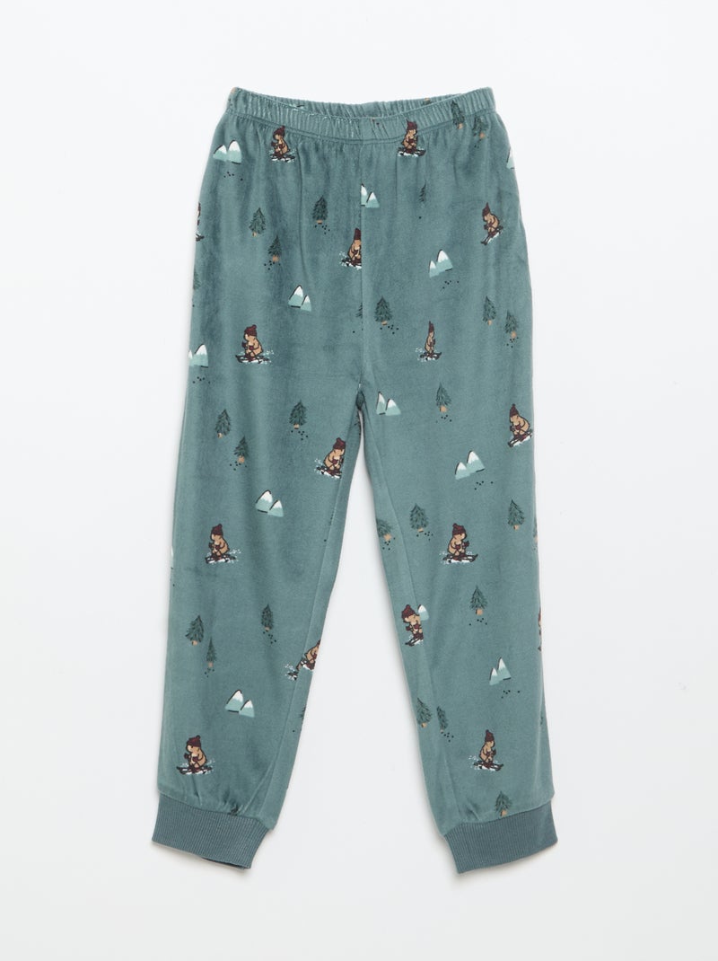Ensemble de pyjama en polaire avec capuche animée - 2 pièces Bleu - Kiabi