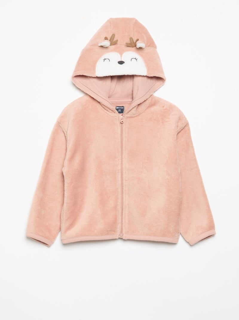 Ensemble de pyjama en polaire avec capuche animée - 2 pièces Rose - Kiabi