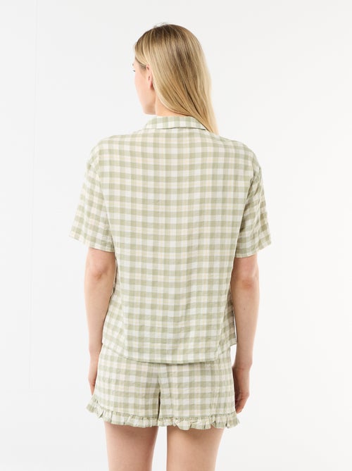 Ensemble de pyjama haut + short à carreaux - Kiabi