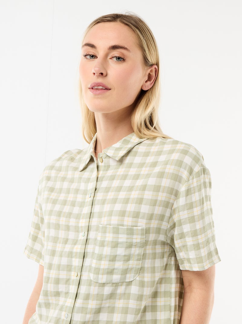 Ensemble de pyjama haut + short à carreaux Vert - Kiabi