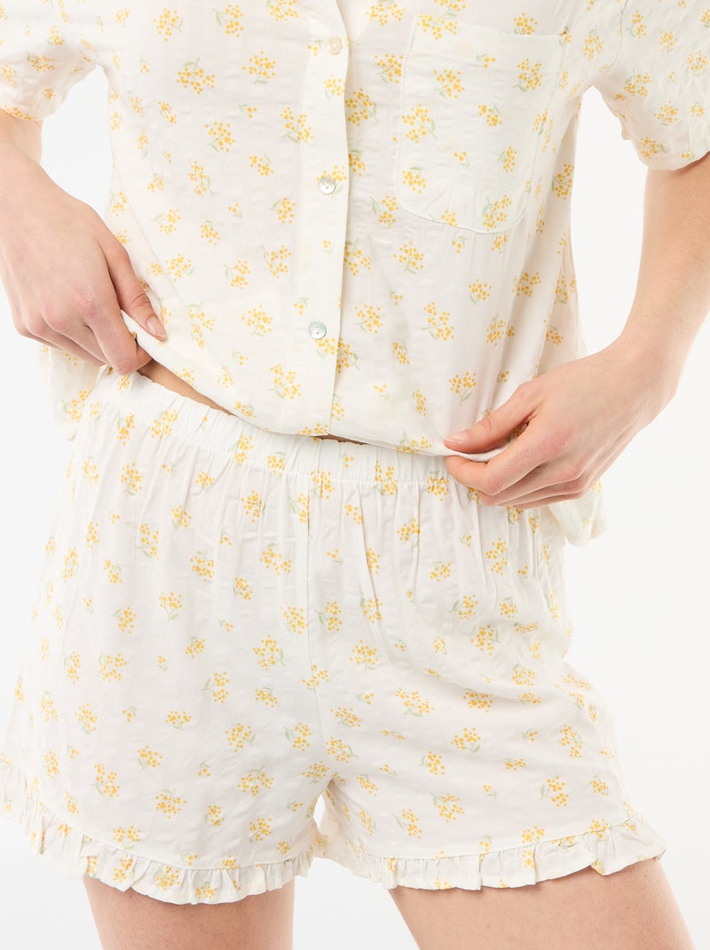 Ensemble de pyjama haut + short all-over Blanc - Kiabi