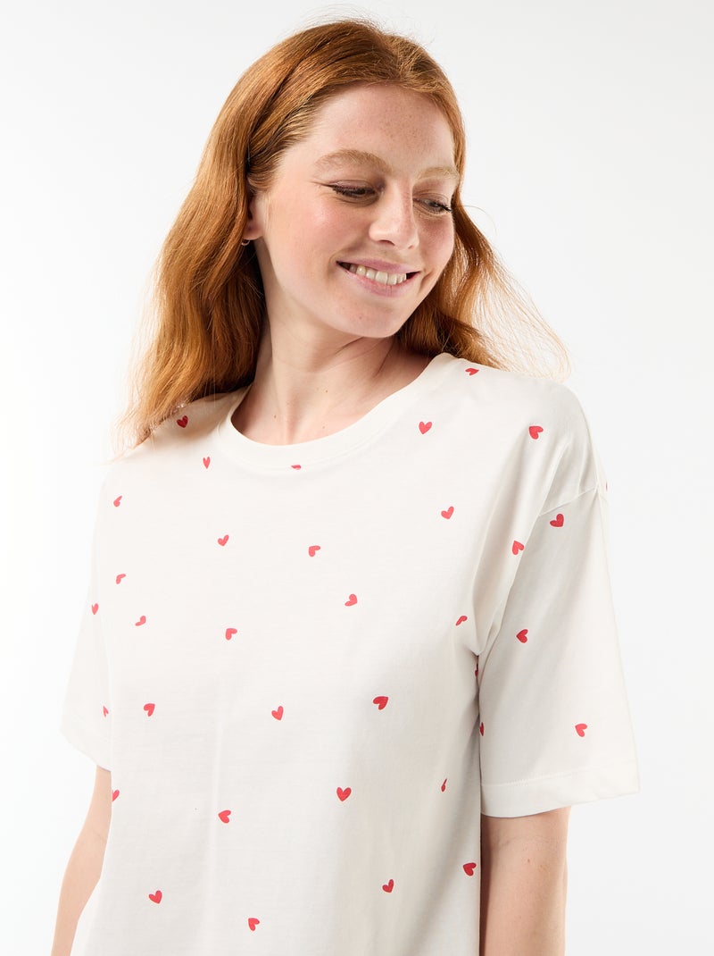 Ensemble de pyjama haut + short en jersey coton Blanc - Kiabi