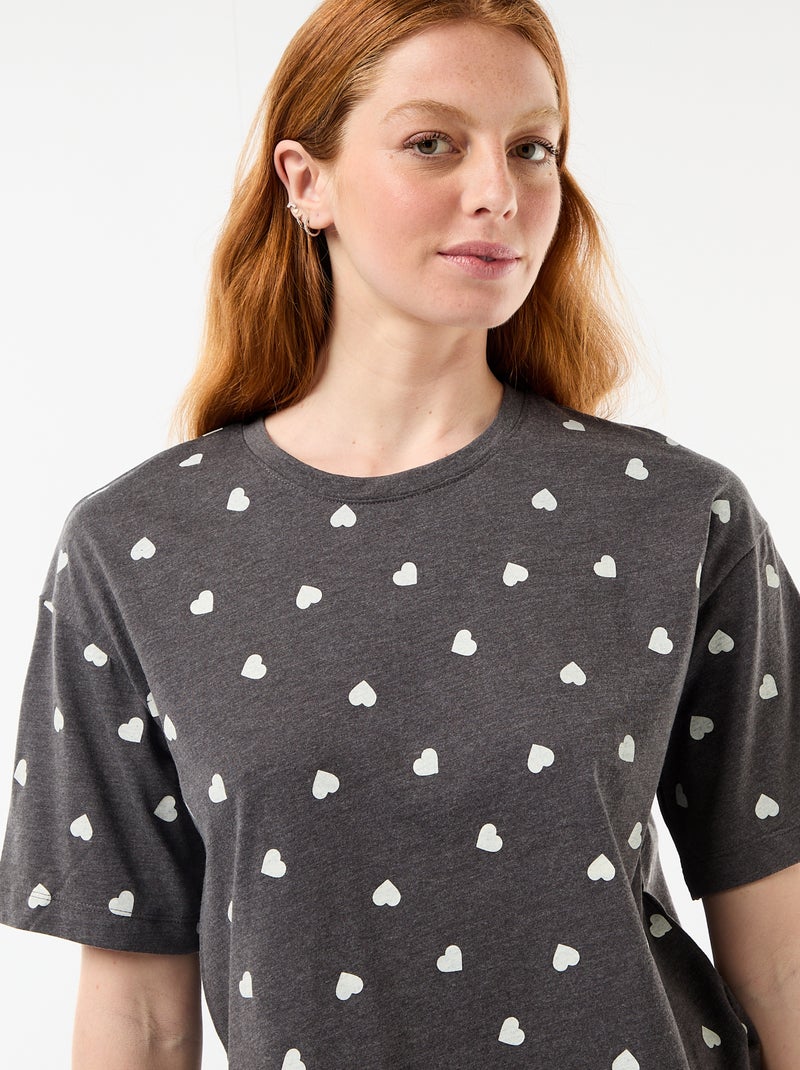 Ensemble de pyjama haut + short en jersey coton Gris - Kiabi