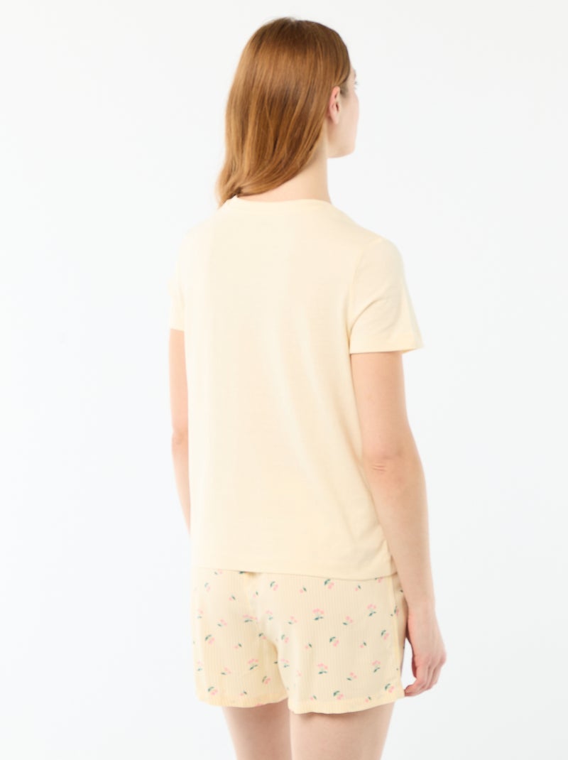 Ensemble de pyjama haut + short léger all-over rayé Jaune - Kiabi