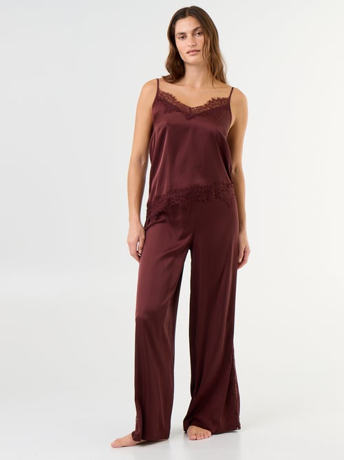 Ensemble de pyjama long satiné top + pantalon - 2 pièces - Kiabi