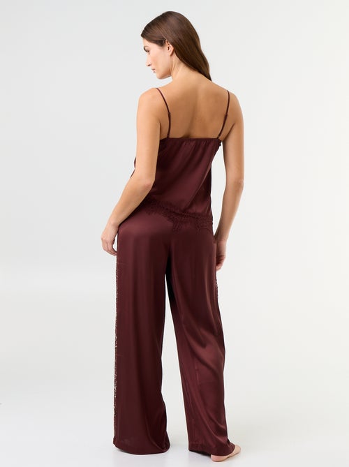 Ensemble de pyjama long satiné top + pantalon - 2 pièces - Kiabi