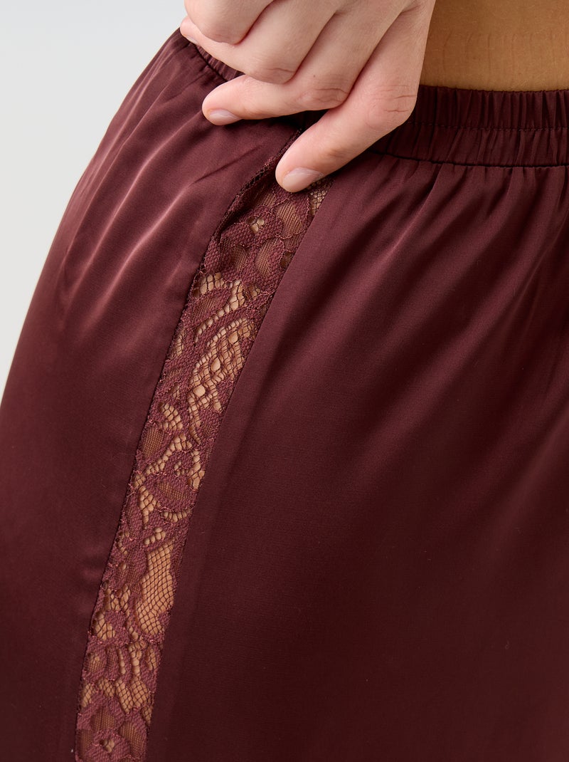 Ensemble de pyjama long satiné top + pantalon - 2 pièces Marron - Kiabi
