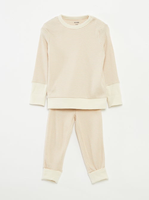 Ensemble de pyjama long t-shirt + pantalon à rayures - 2 pièces - Kiabi