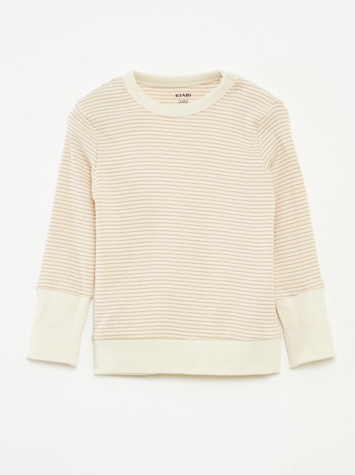 Ensemble de pyjama long t-shirt + pantalon à rayures - 2 pièces - Kiabi