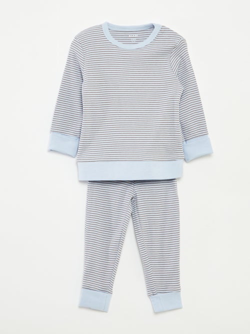 Ensemble de pyjama long t-shirt + pantalon à rayures - 2 pièces - Kiabi