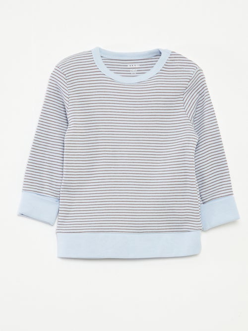 Ensemble de pyjama long t-shirt + pantalon à rayures - 2 pièces - Kiabi